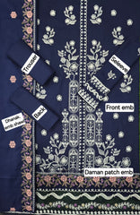 Dhanak Embroidered 3-Piece Suit with Matching Dhanak Embroidered Dupatta
