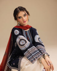 DASTAAN Embroidered 3-Piece Set – Premium Stone Linen (Winter Collection)