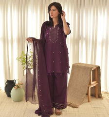 💜 PURPLE AURA – Embroidered 3PC 💜