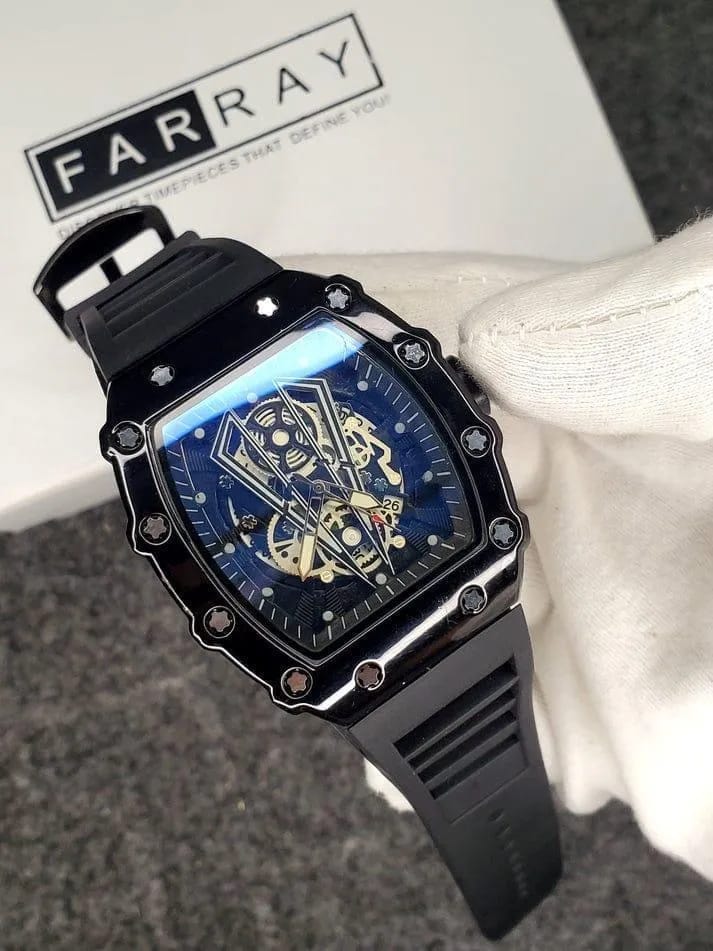 POEDGAR - Black Belt Skeleton Watch